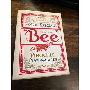 Vintage Bee Club Special Pinochle Playing Cards Red Diamond Back 48 Card Deck